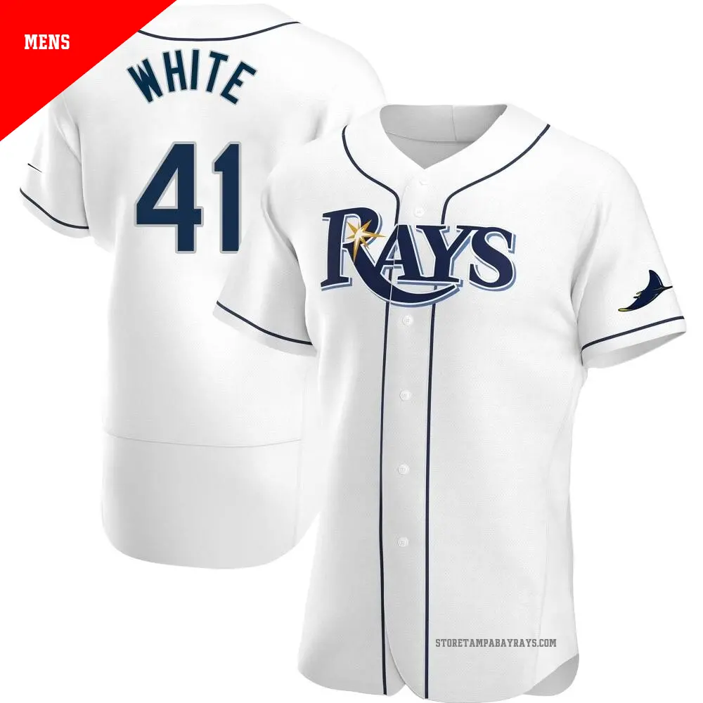 Men's ＃41 Colby White Tampa Bay Rays White Authentic Home Jersey