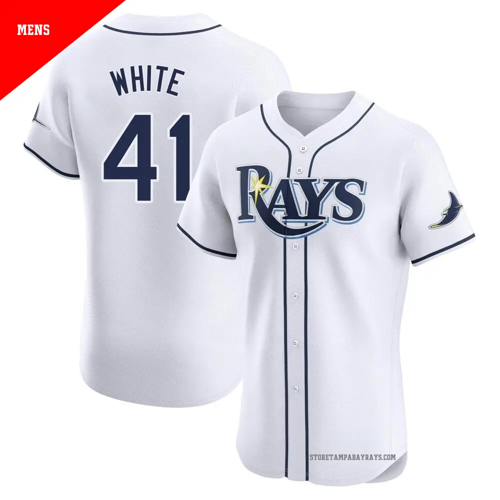 Men's ＃41 Colby White Tampa Bay Rays White Elite Home Jersey