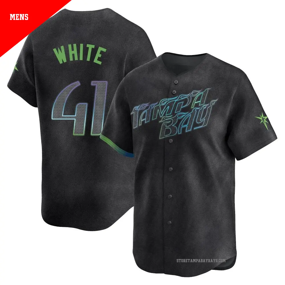 Men's ＃41 Colby White Tampa Bay Rays White Limited Charcoal 2024 City Connect Jersey