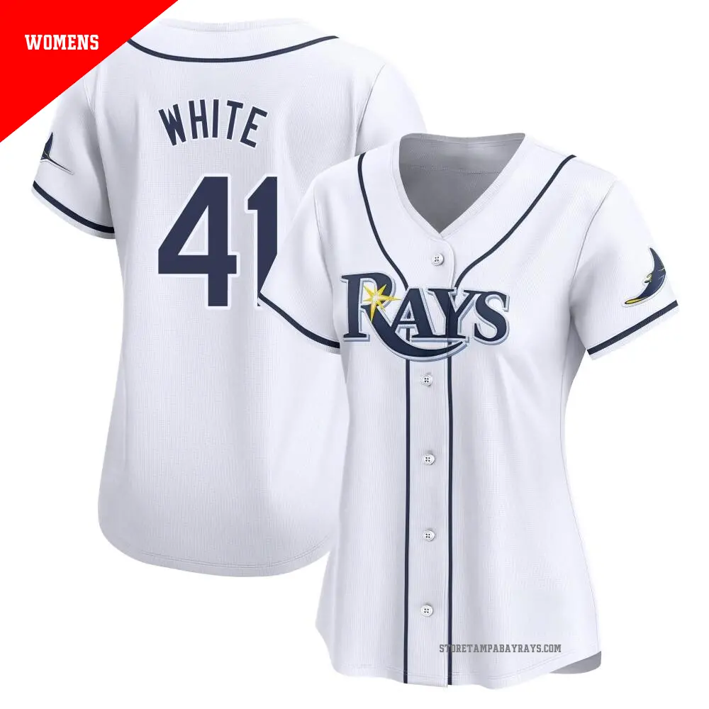 Women's ＃41 Colby White Tampa Bay Rays White Limited Home Jersey